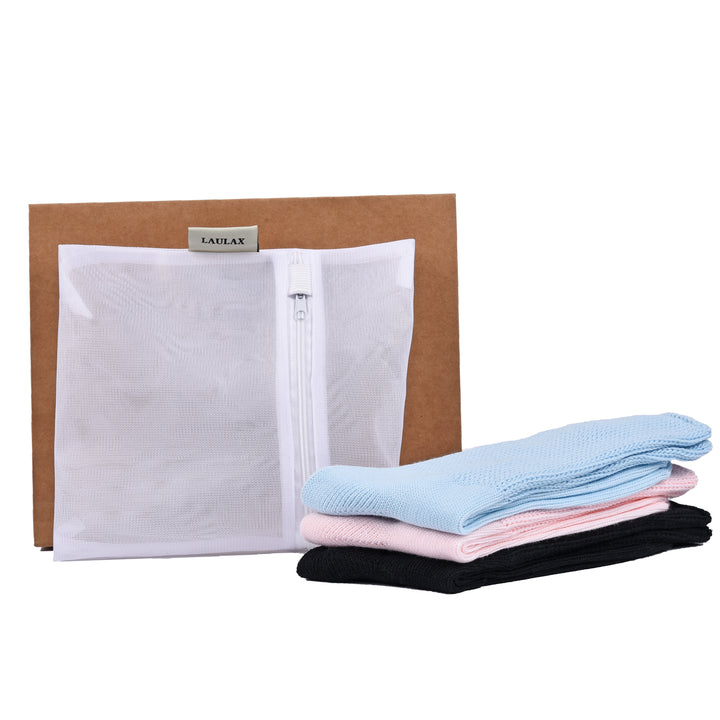 Laulax 3 Pairs Ladies Loose Top Gentle Grip Diabetic Cotton Socks, Black, Pink, Blue, Size UK 4 - 7 / Europe 36 - 41