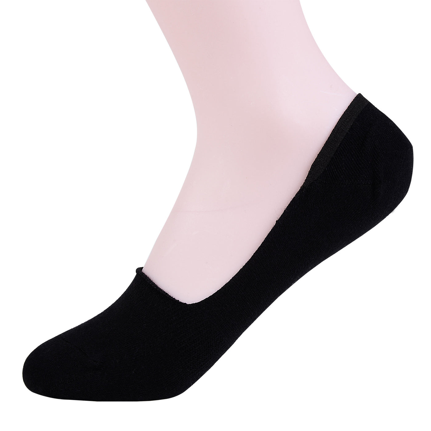 2 Pairs Finest Combed Cotton Invisible Socks Plain - Black