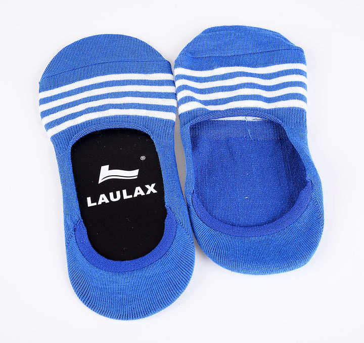 2 paires de chaussettes invisibles en coton peigné fin rayé bleu