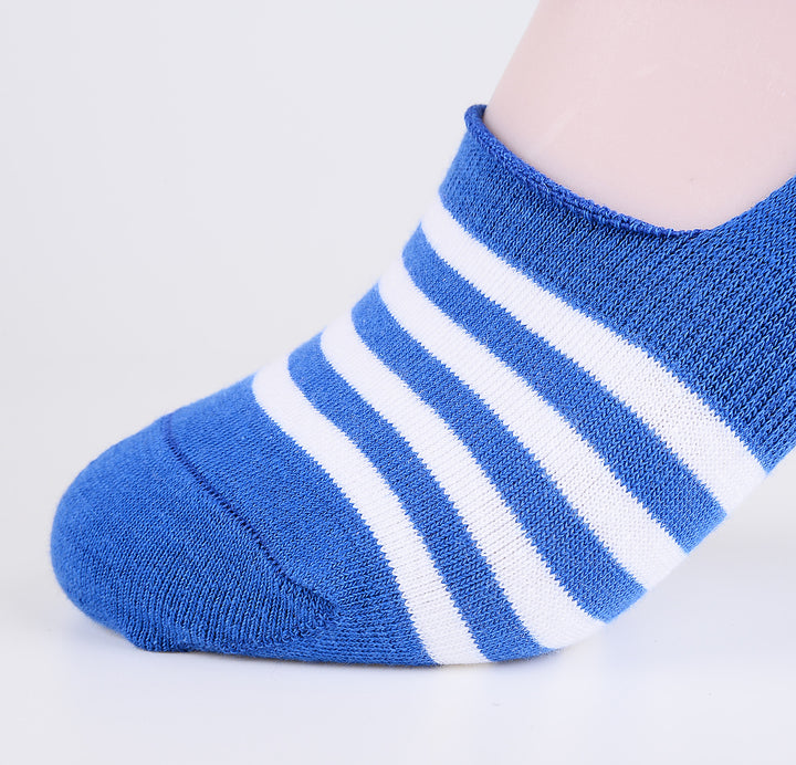 2 paires de chaussettes invisibles en coton peigné fin rayé bleu