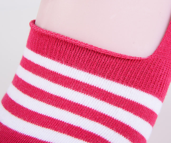 2 paires de chaussettes invisibles en coton peigné fin à rayures - Cerise