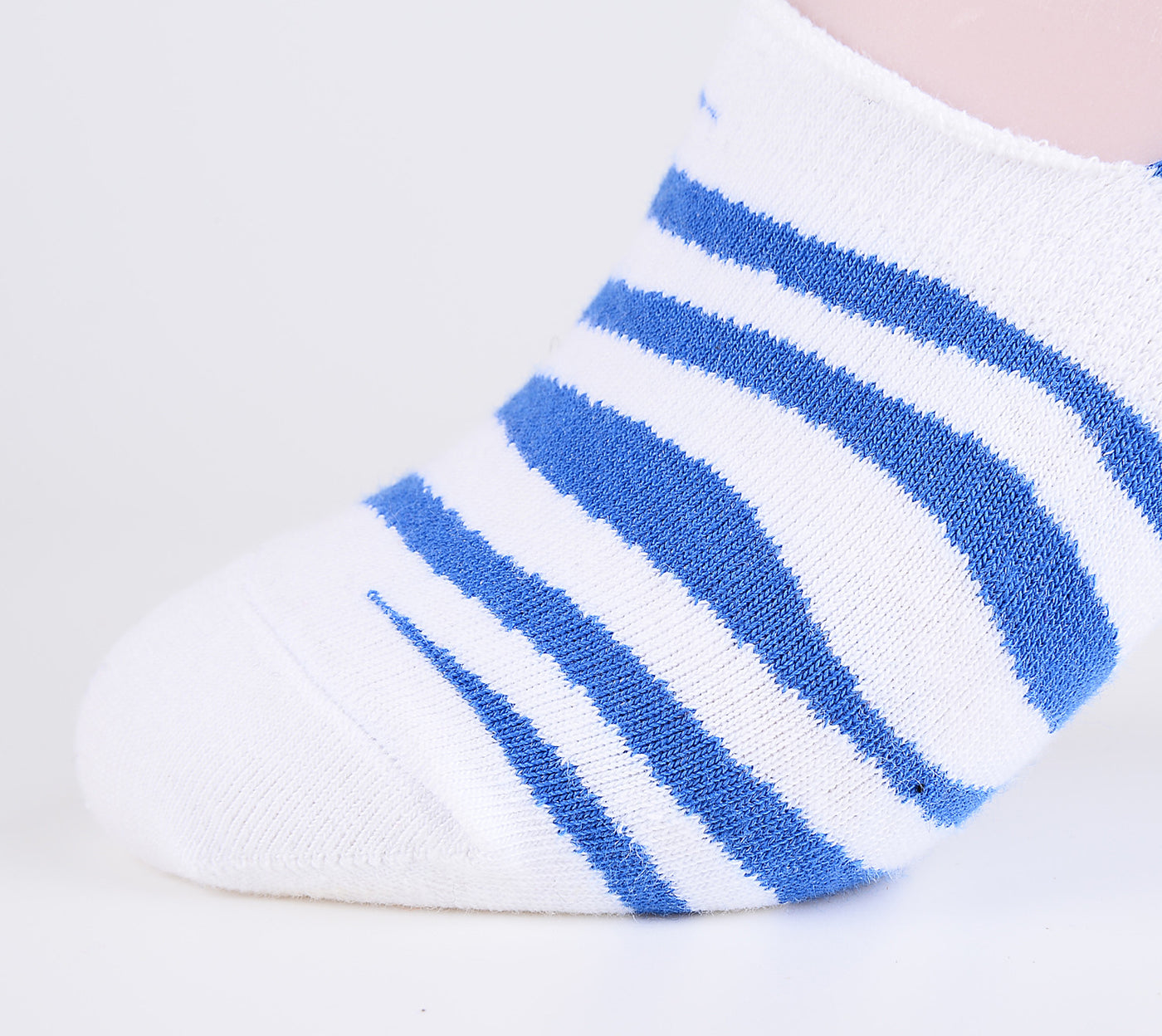 2 Pairs Finest Combed Cotton Invisible Socks Striped - Blue