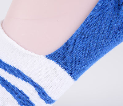 2 Pairs Finest Combed Cotton Invisible Socks Striped - Blue