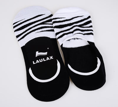 2 Pairs Finest Combed Cotton Invisible Socks Striped Black