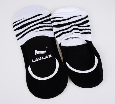 2 Pairs Finest Combed Cotton Invisible Socks Striped - Black