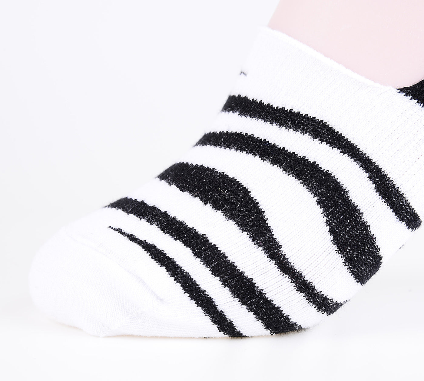 2 Pairs Finest Combed Cotton Invisible Socks Striped - Black