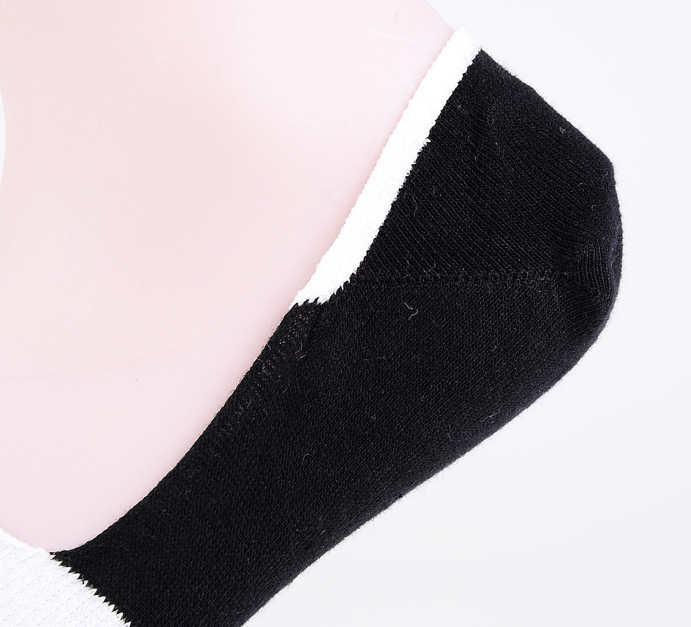 2 Pairs Finest Combed Cotton Invisible Socks Striped - Black