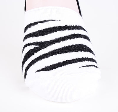 2 Pairs Finest Combed Cotton Invisible Socks Striped Black