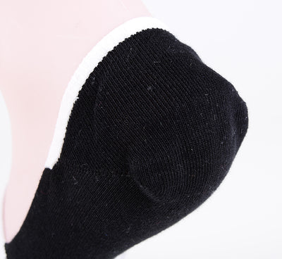 2 Pairs Finest Combed Cotton Invisible Socks Striped - Black