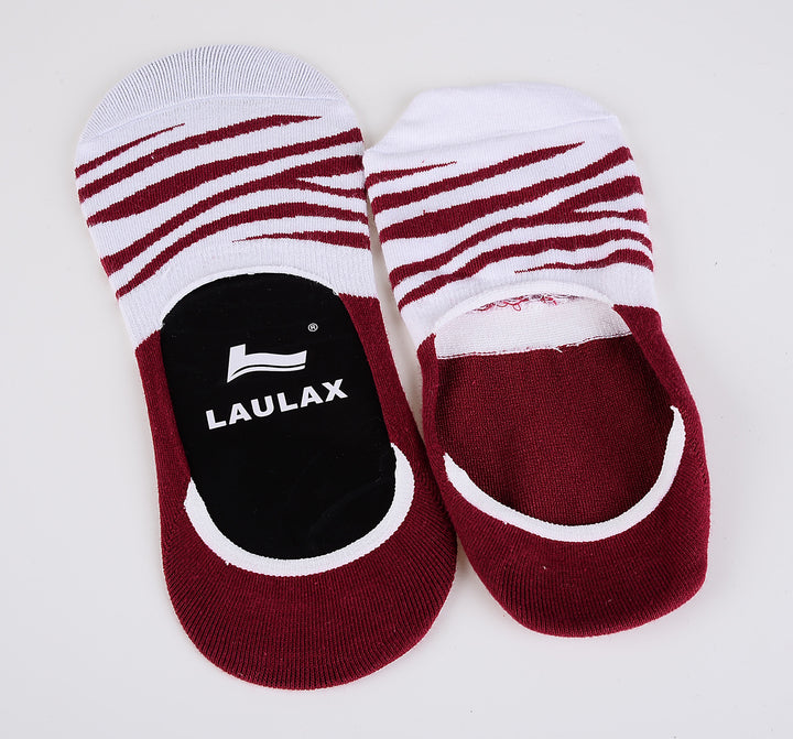 2 Pairs Finest Combed Cotton men Invisible Socks Striped - Burgundy