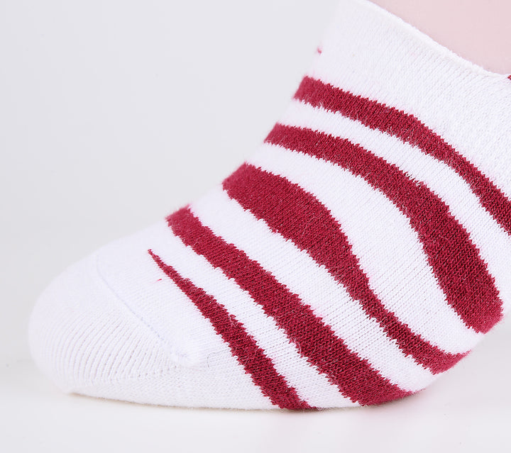 2 Pairs Finest Combed Cotton men Invisible Socks Striped - Burgundy