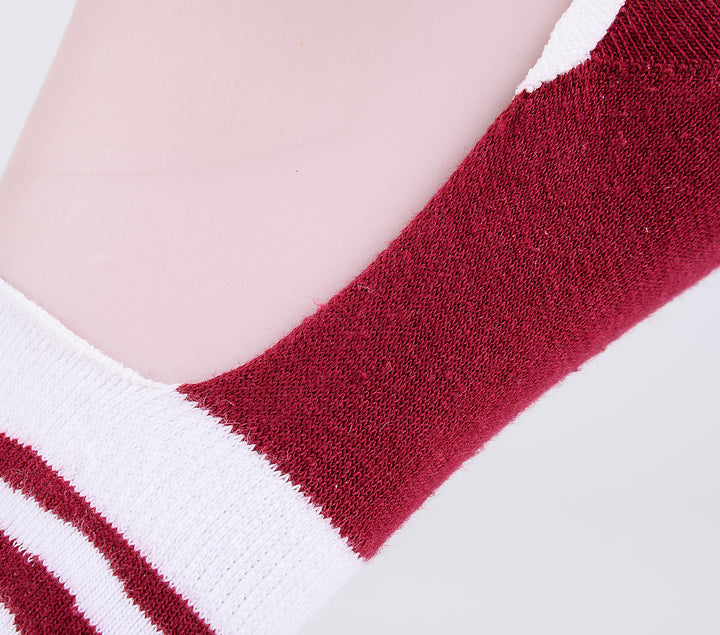 2 Pairs Finest Combed Cotton men Invisible Socks Striped - Burgundy
