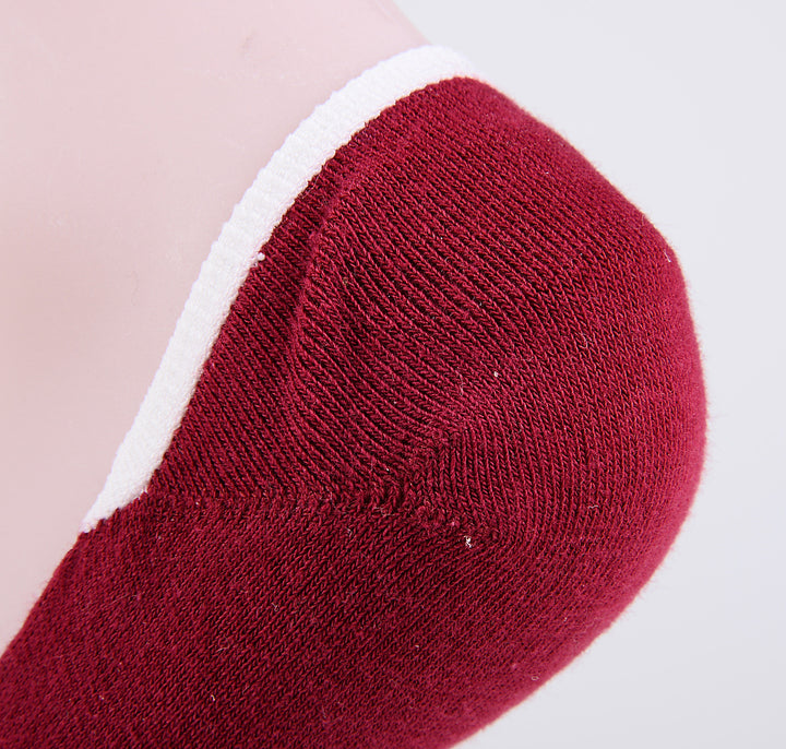 2 Pairs Finest Combed Cotton men Invisible Socks Striped - Burgundy