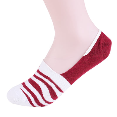 2 Pairs Finest Combed Cotton men Invisible Socks Striped - Burgundy
