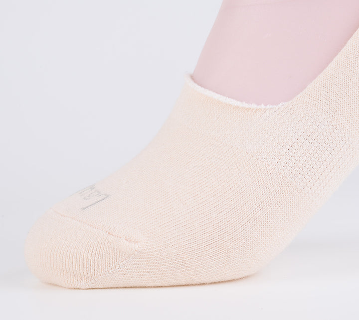 Laulax 2 Pairs Finest Combed Cotton Invisible Socks Plain - Beige