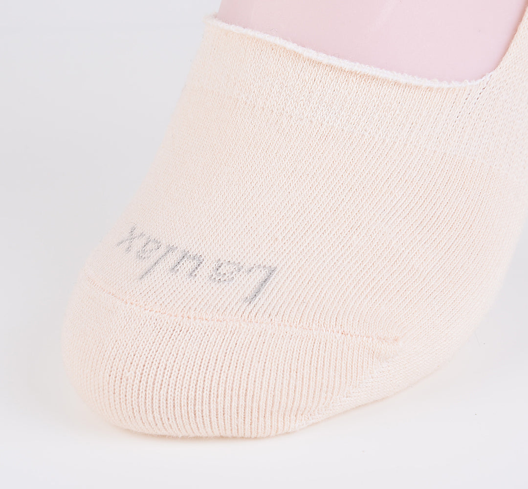 Laulax 2 Pairs Finest Combed Cotton Invisible Socks Plain - Beige