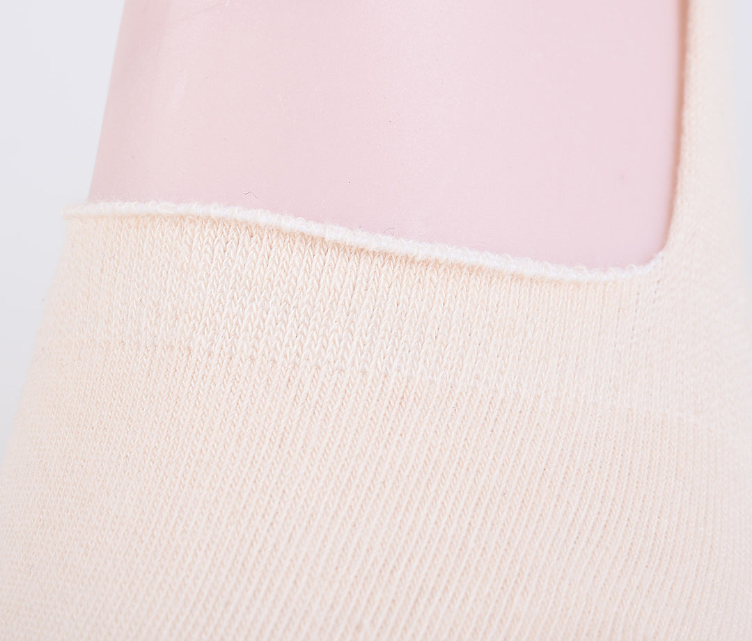 Laulax 2 Pairs Finest Combed Cotton Invisible Socks Plain - Beige
