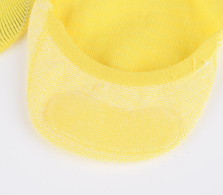 2 paires de chaussettes invisibles en coton peigné fin à rayures - jaune