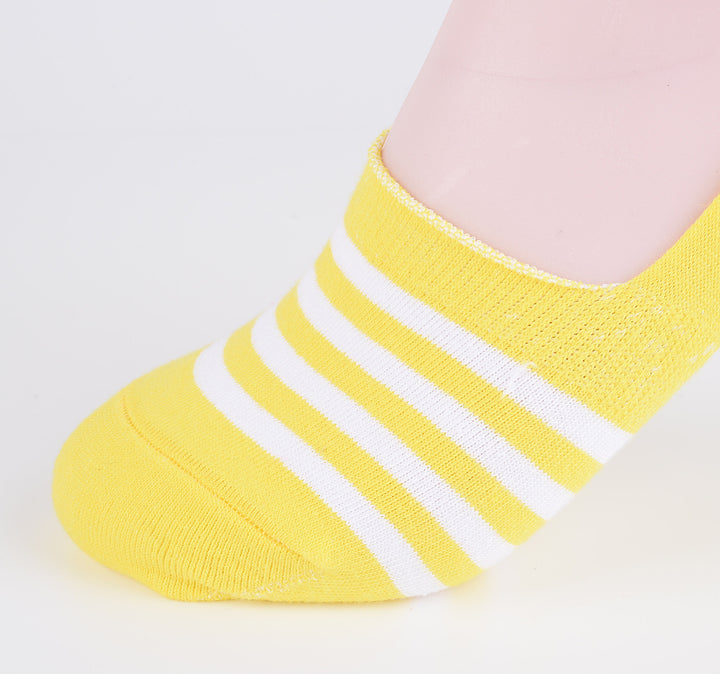 2 paires de chaussettes invisibles en coton peigné fin à rayures - jaune