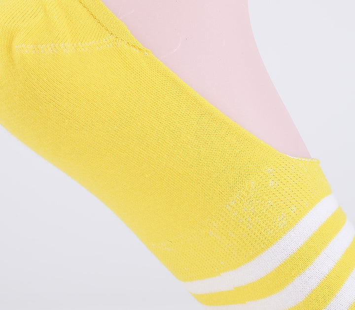 2 paires de chaussettes invisibles en coton peigné fin à rayures - jaune