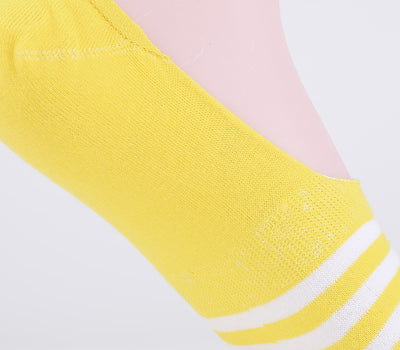 2 Pairs Finest Combed Cotton Invisible Socks Striped - Yellow