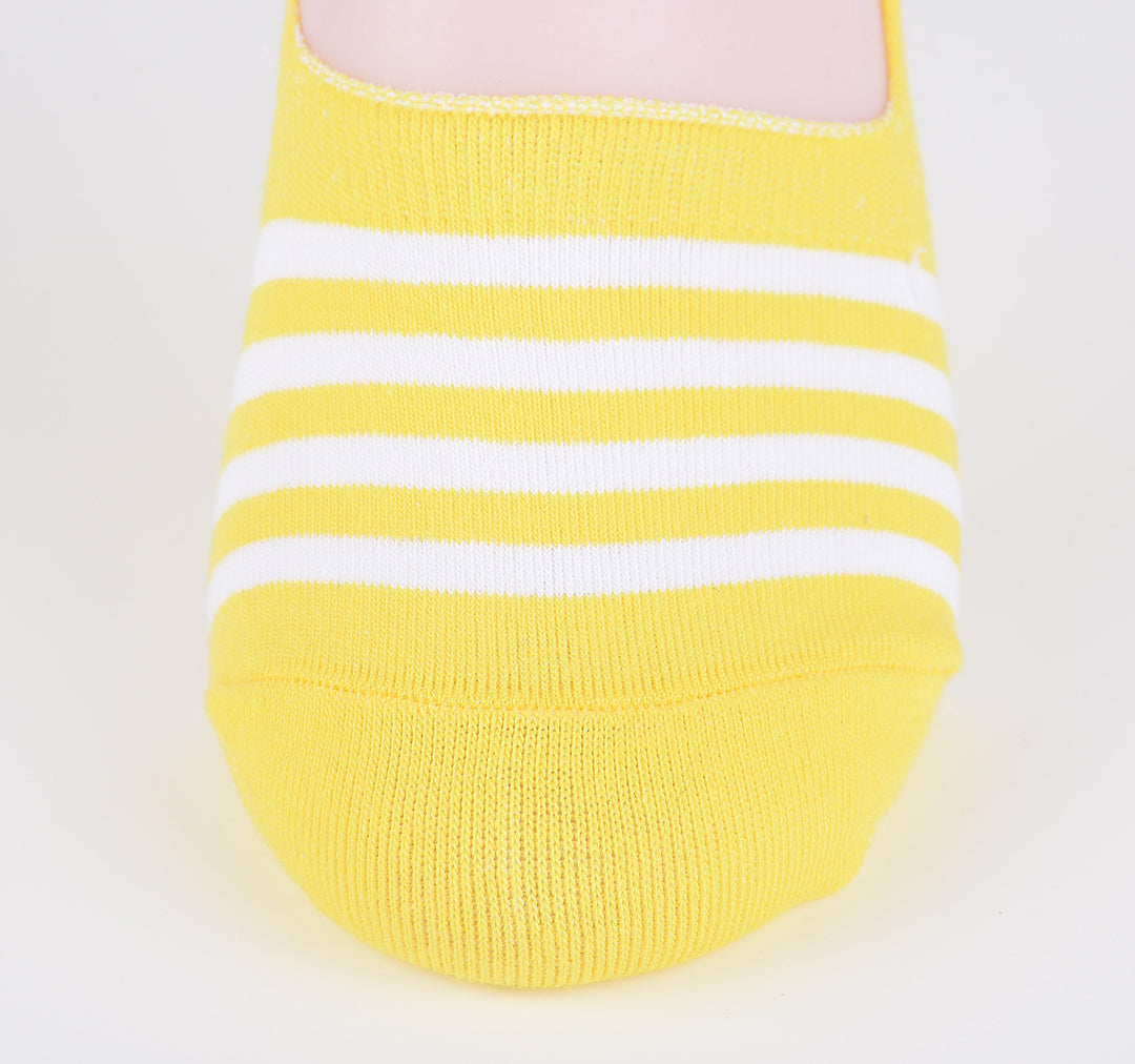2 paires de chaussettes invisibles en coton peigné fin à rayures - jaune
