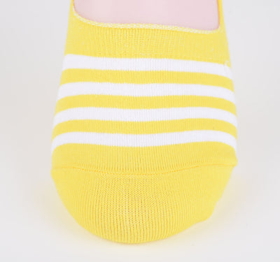 2 Pairs Finest Combed Cotton Invisible Socks Striped Yellow