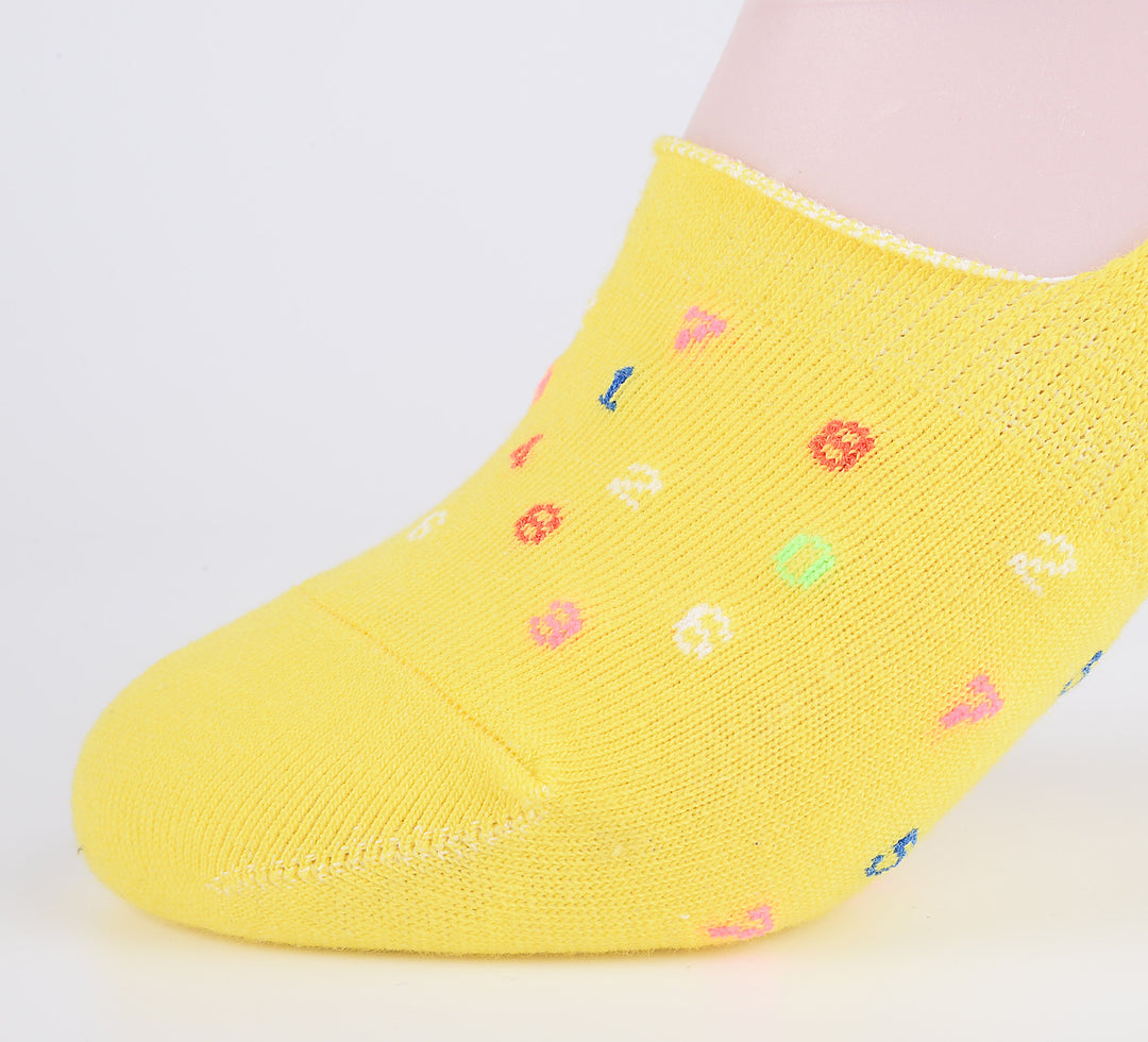 2 paires de chaussettes invisibles en coton peigné le plus fin avec motif numérique - Jaune