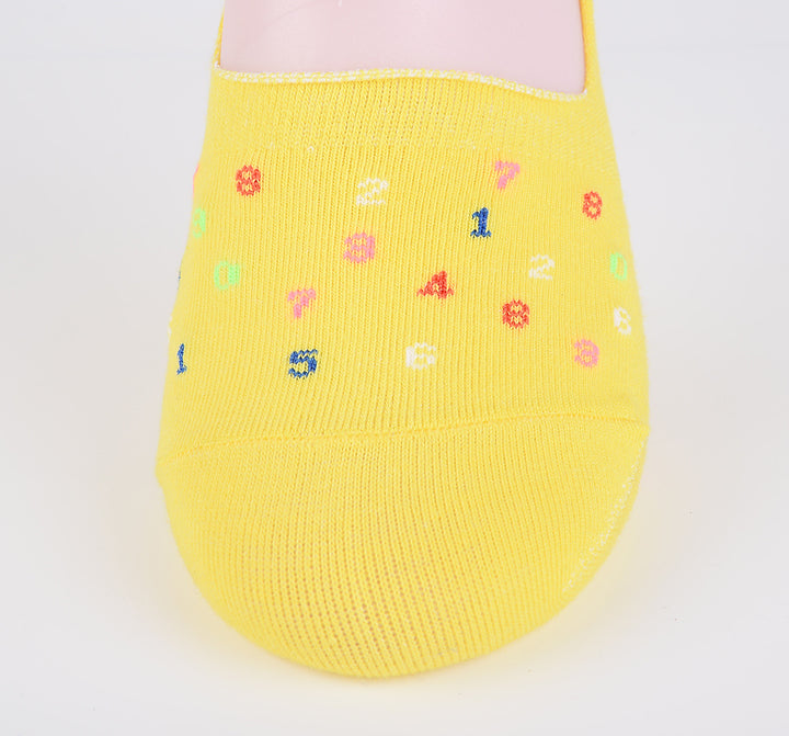2 paires de chaussettes invisibles en coton peigné le plus fin avec motif numérique - Jaune