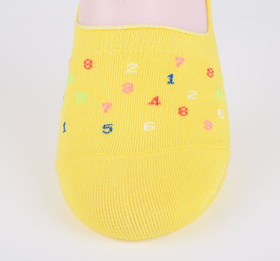 2 pares de calcetines invisibles de algodón peinado más fino con patrón numérico - Amarillo