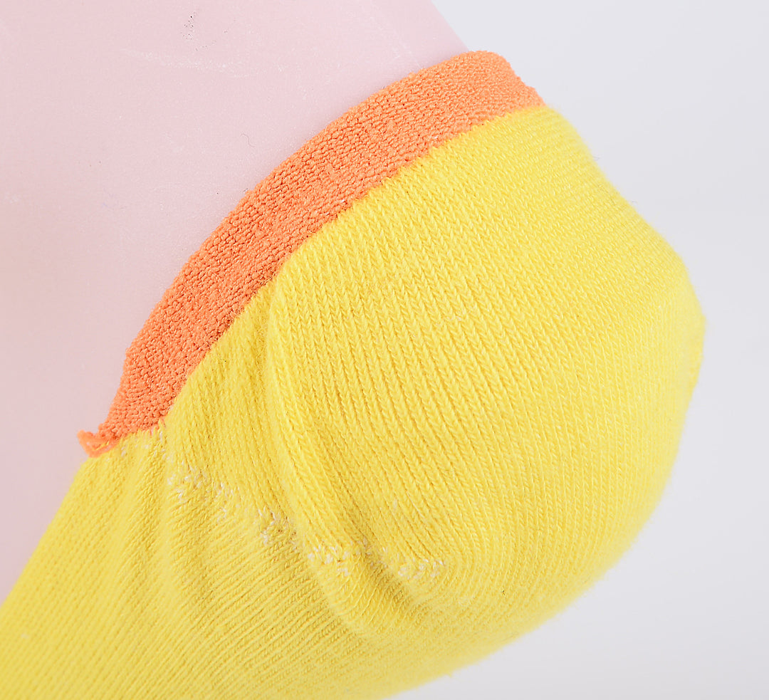 2 paires de chaussettes invisibles en coton peigné le plus fin avec motif numérique - Jaune