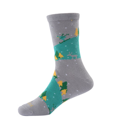 6 pares de calcetines de algodón peinado para niño - Árbol de Navidad - Talla UK Junior 9-11.5/Europa 27-30