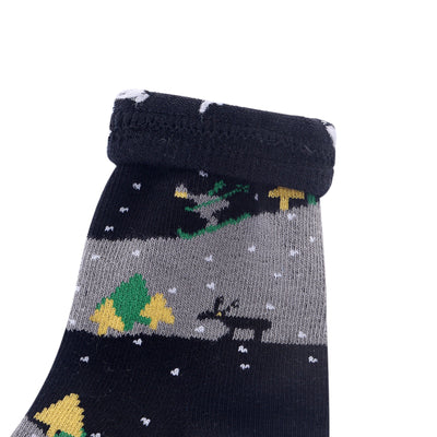 6 Pairs Combed Cotton Boy's Socks - Christmas Tree - Size UK Junior 9-11.5/Europe 27-30