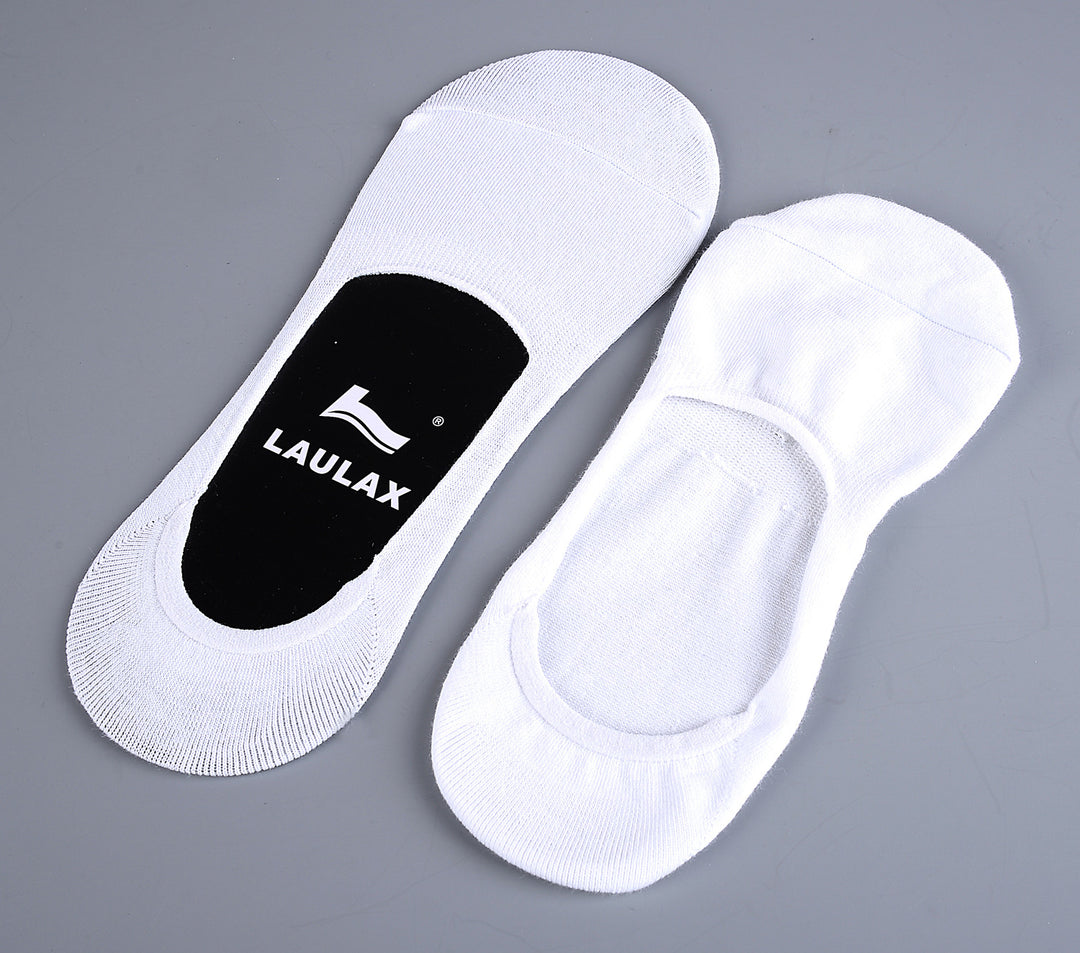 2 pares de calcetines invisibles de algodón peinado fino liso - Blanco