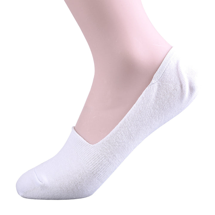 2 pares de calcetines invisibles de algodón peinado fino liso - Blanco