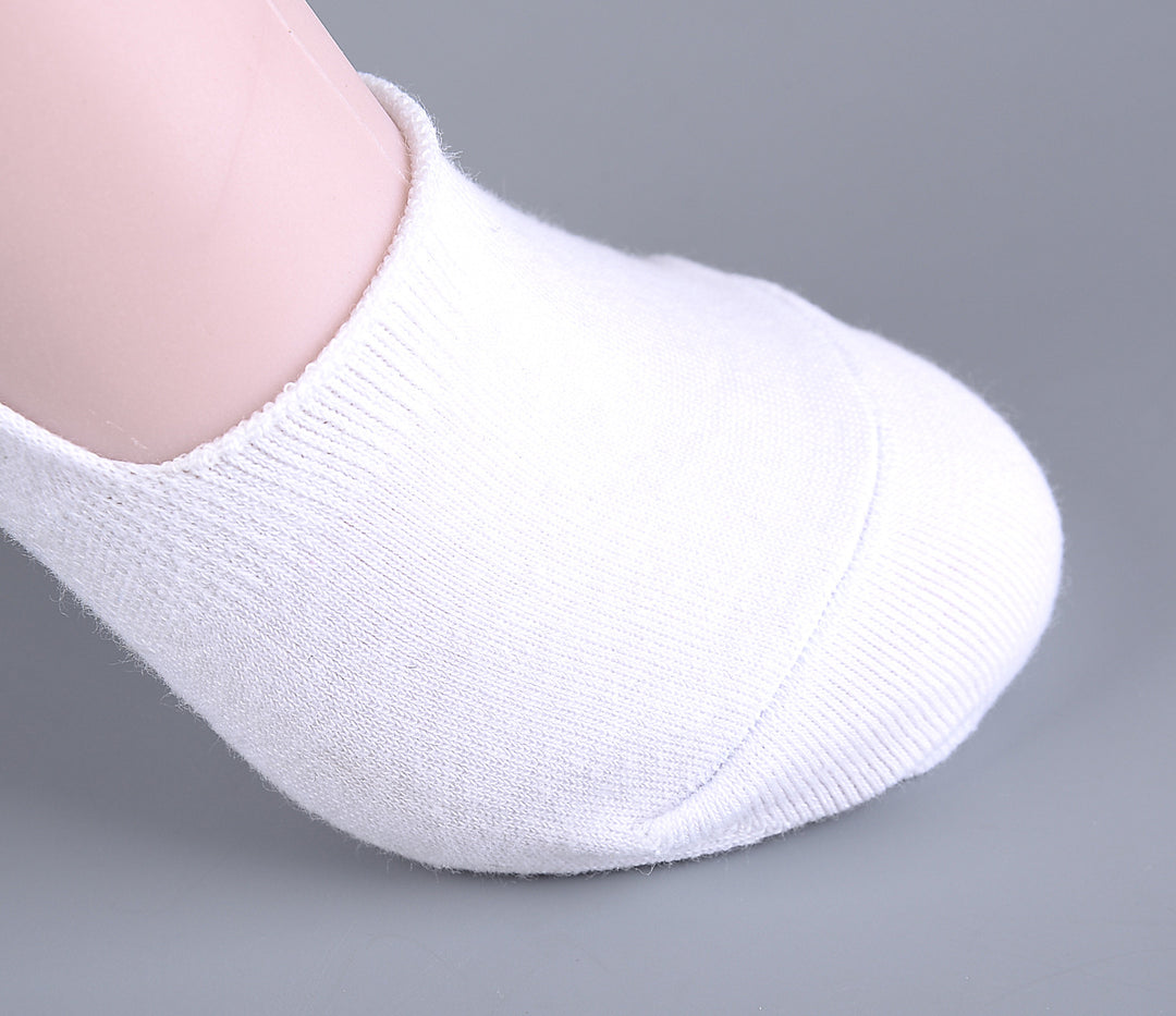 2 pares de calcetines invisibles de algodón peinado fino liso - Blanco