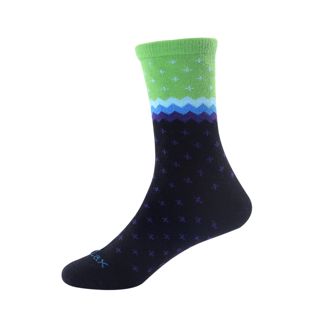 6 paires de chaussettes fille en coton peigné - Vagues de mer - Taille UK Junior 9-11,5/Europe 27-30
