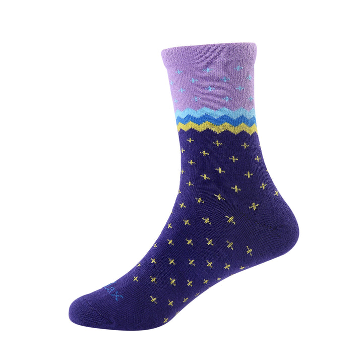 6 paires de chaussettes fille en coton peigné - Vagues de mer - Taille UK Junior 9-11,5/Europe 27-30