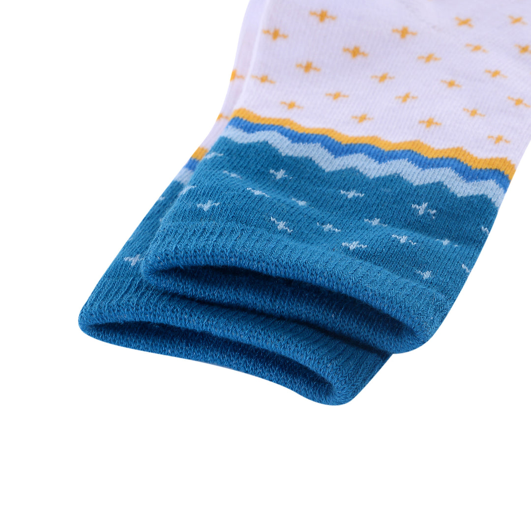 6 paires de chaussettes fille en coton peigné - Vagues de mer - Taille UK Junior 9-11,5/Europe 27-30