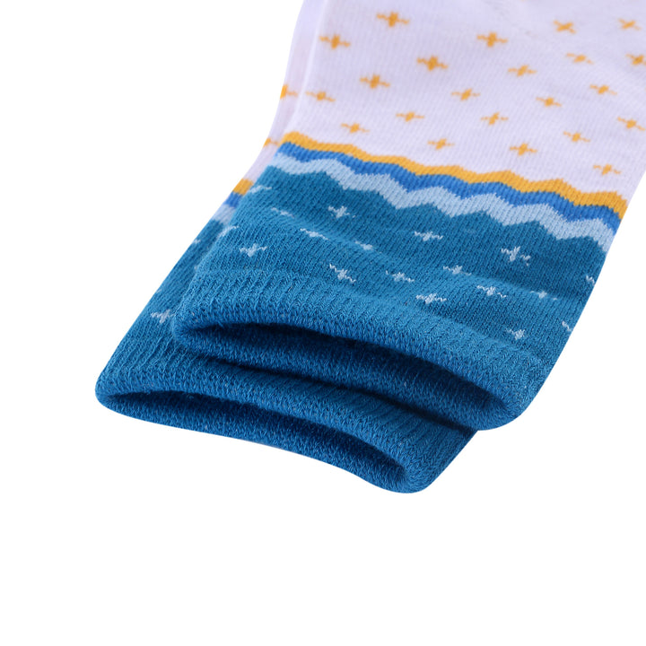 6 paires de chaussettes fille en coton peigné - Vagues de mer - Taille UK Junior 9-11,5/Europe 27-30