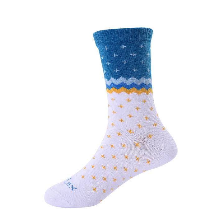 6 paires de chaussettes fille en coton peigné - Vagues de mer - Taille UK Junior 9-11,5/Europe 27-30