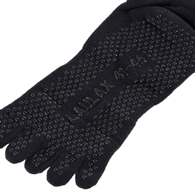 Laulax 2 Pairs Mens High Quality Professional Anti Slip Five Toes Yoga Socks, Black, Size UK 7 - 11 / Europe 41 - 46