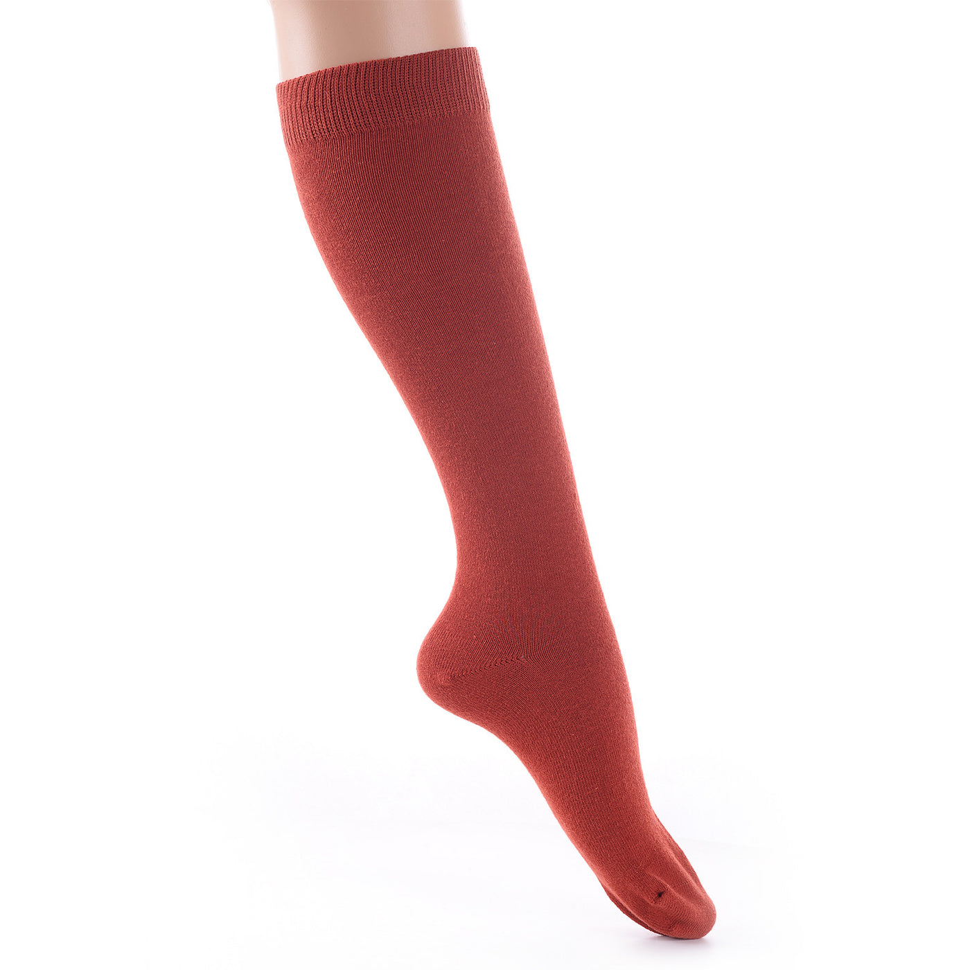 Finest Combed Cotton Knee High Socks - Plain Red