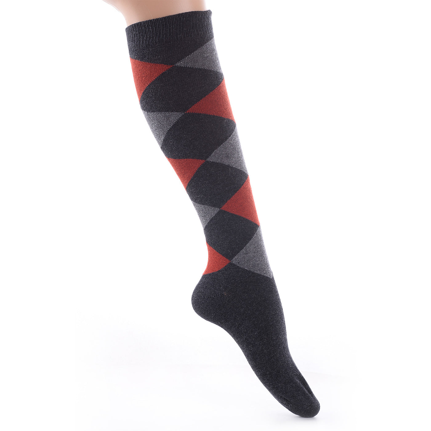 Finest Combed Cotton Knee High Socks - Diamond Red