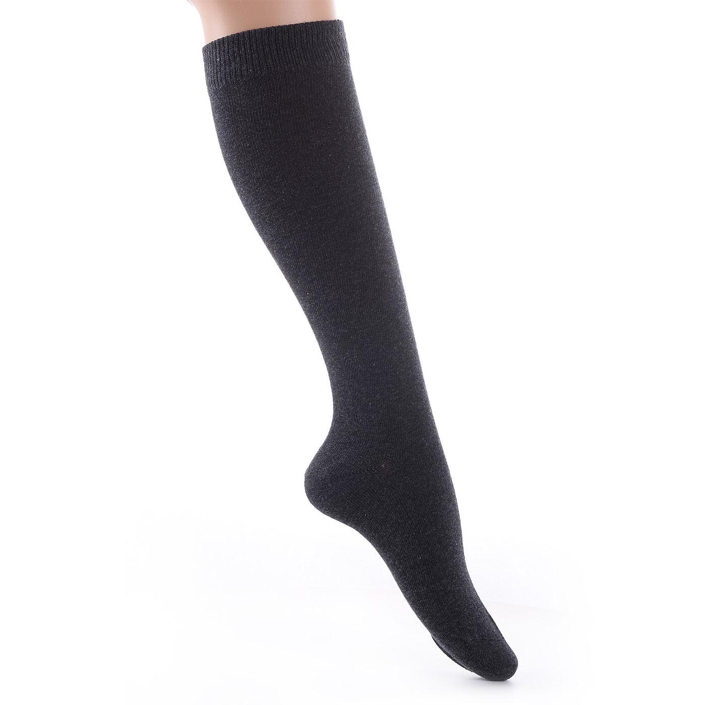 Finest Combed Cotton Knee High Socks - Plain Anthracite