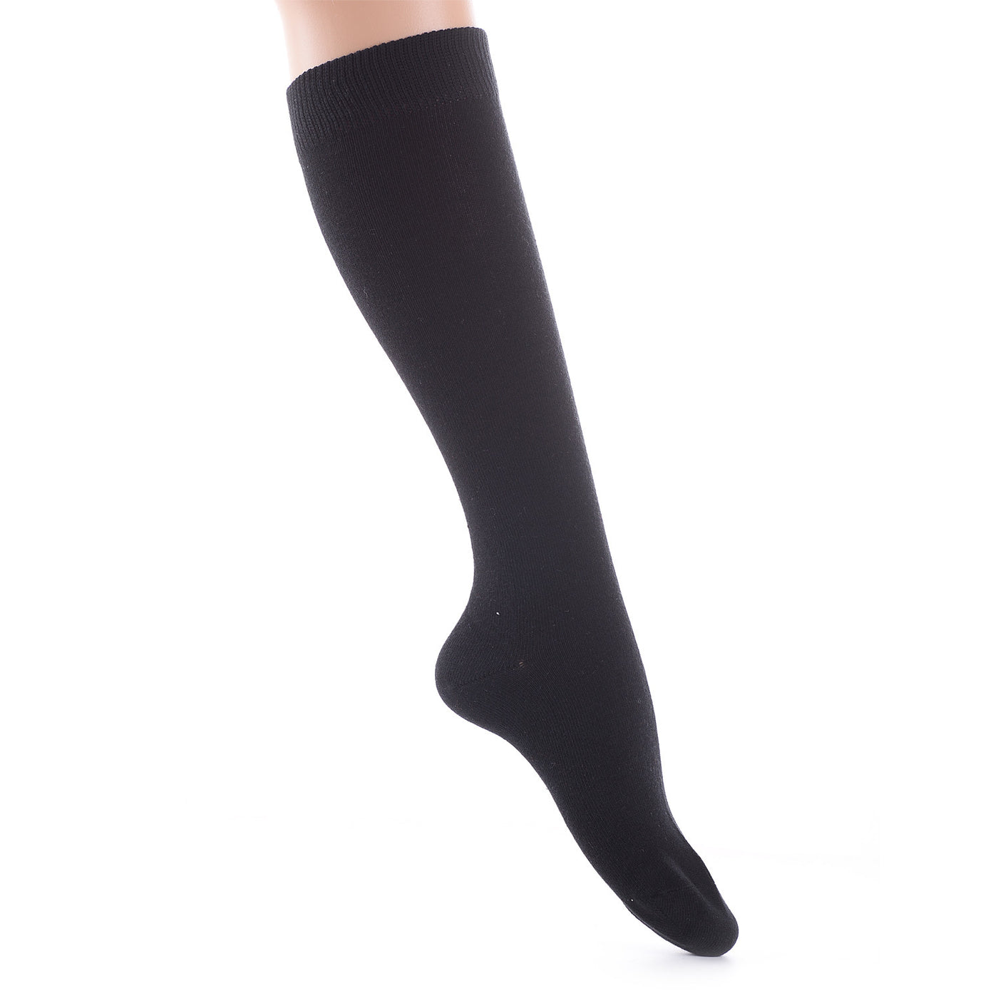 Finest Combed Cotton Knee High Socks -  Plain Black