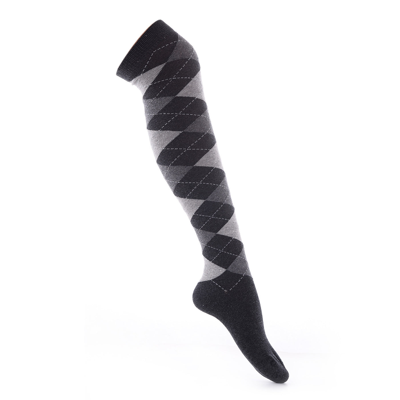 Finest Combed Cotton Thigh High socks - Diamond Black