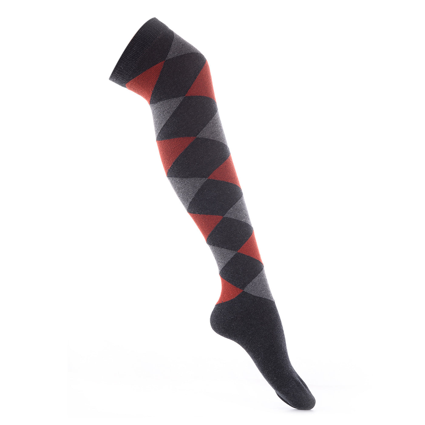 Finest Combed Cotton Thigh High Socks - Diamond Red