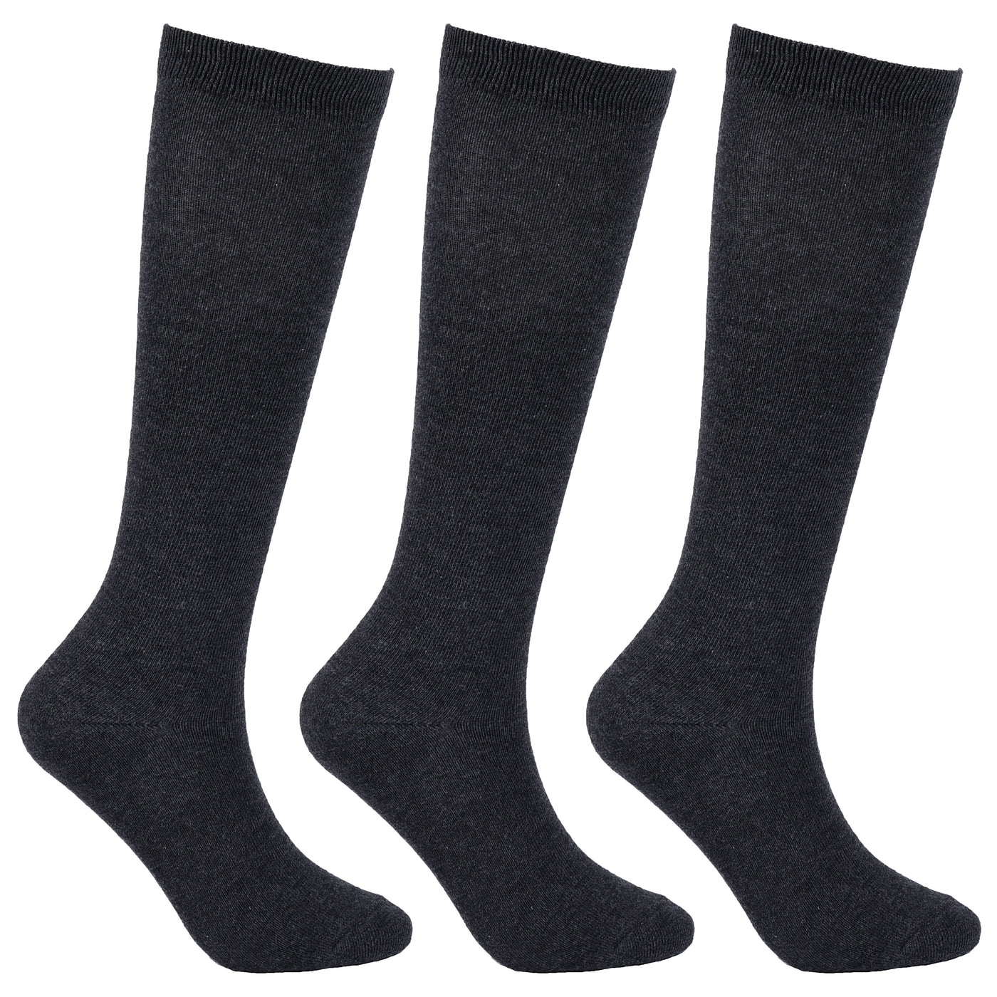 Laulax 3 Pairs Finest Combed Cotton Girls School Knee High Socks, Gift Set, Black, Size 4-7