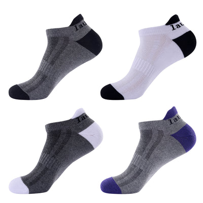 Laulax 4 pares de calcetines profesionales para correr Coolmax para hombre, protección del tendón de Aquiles, talla UK 7 - 11 / Europa 41 - 46, set de regalo